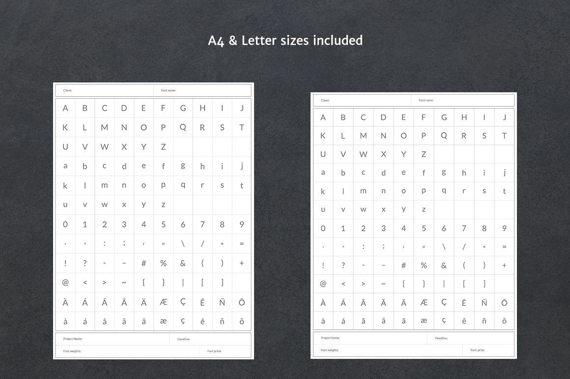 Designers Font Table