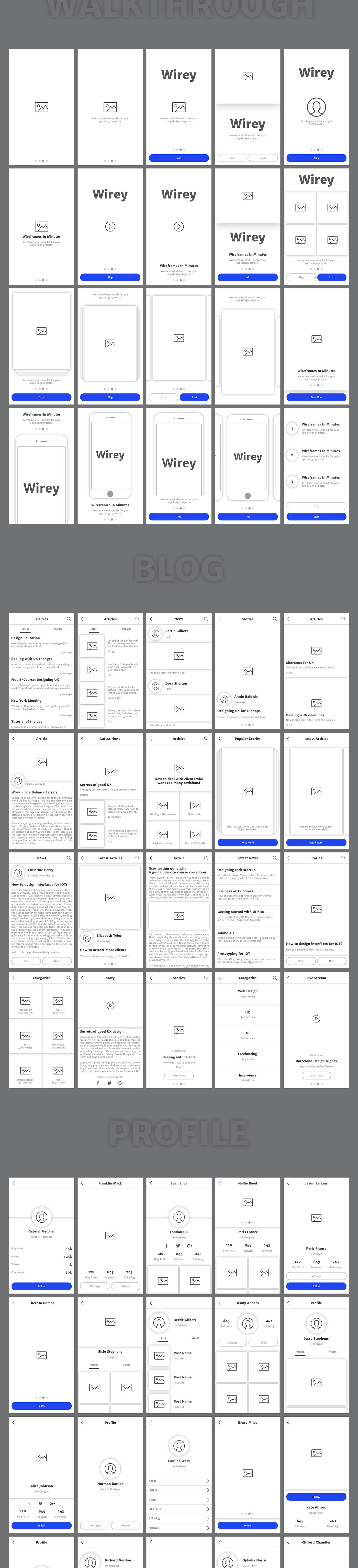 Wirey Mobile Wireframe Kit Pack